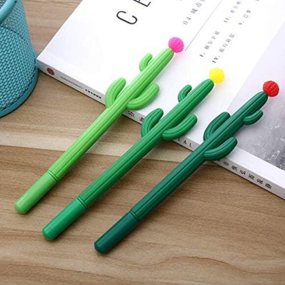 Pack of 30 Cactus Shaped Ballpoint Black 0.5mm Gel Ink Rollerball Pen for School - Picture 4 of 6